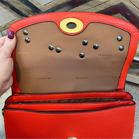 Coach Red Orange Cassie with Custom Pins, NWT! - Picture 9 of 13